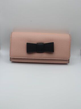 Blush Pink Black Bow Accordion Organizer Wallet 0035
